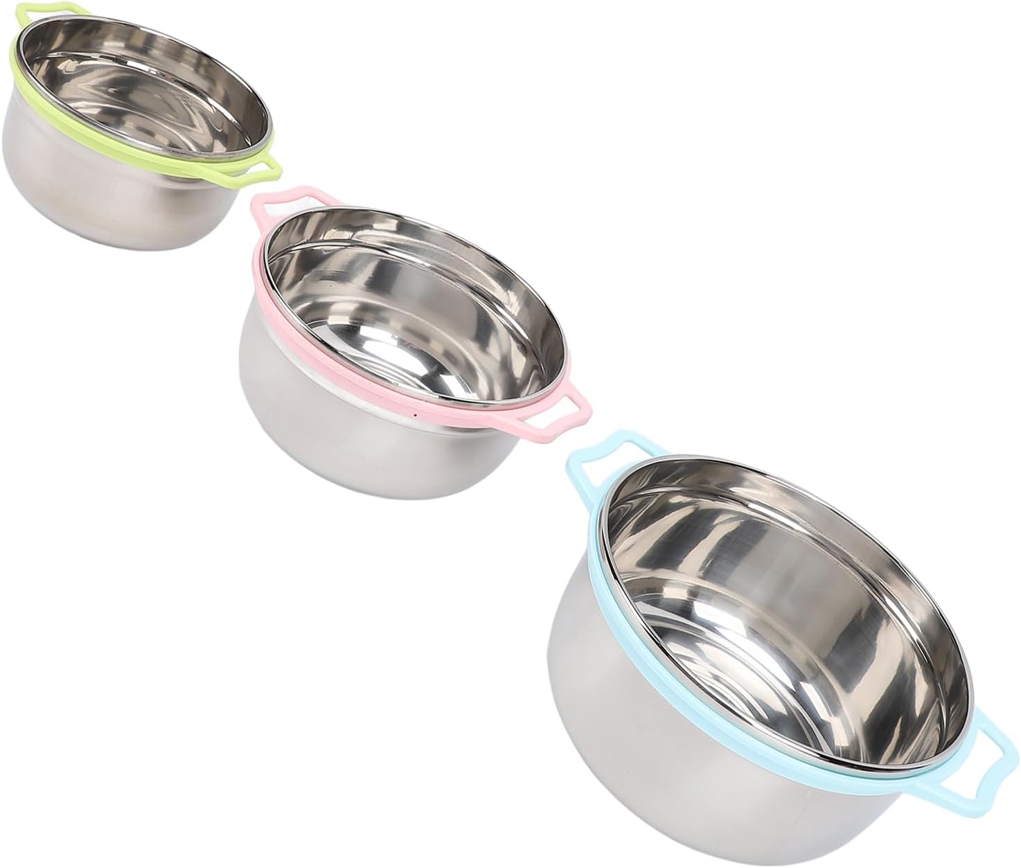 Mixing Bowls Baking Food Storage Set 3PCS Set Mixing Bowl Multifunctional Stainless Steel Storage Nesting Bowl with Lid (B)