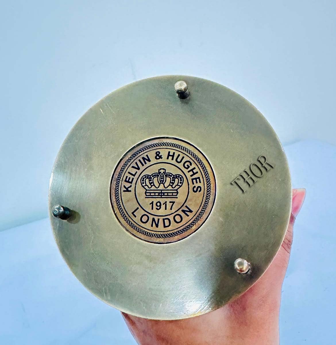 Marine Brass Sand Timer Hourglass Kelvin & Huges London Vintage Nautical Royal Navy Engraving Antique Home Office Decoration