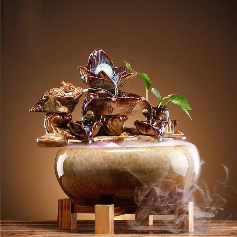 Cascada Fuente de Mesa cerámica con Agua Corriente, Adornos for Sala Estar, Oficina, Escritorio, decoración del hogar Fuente Interior