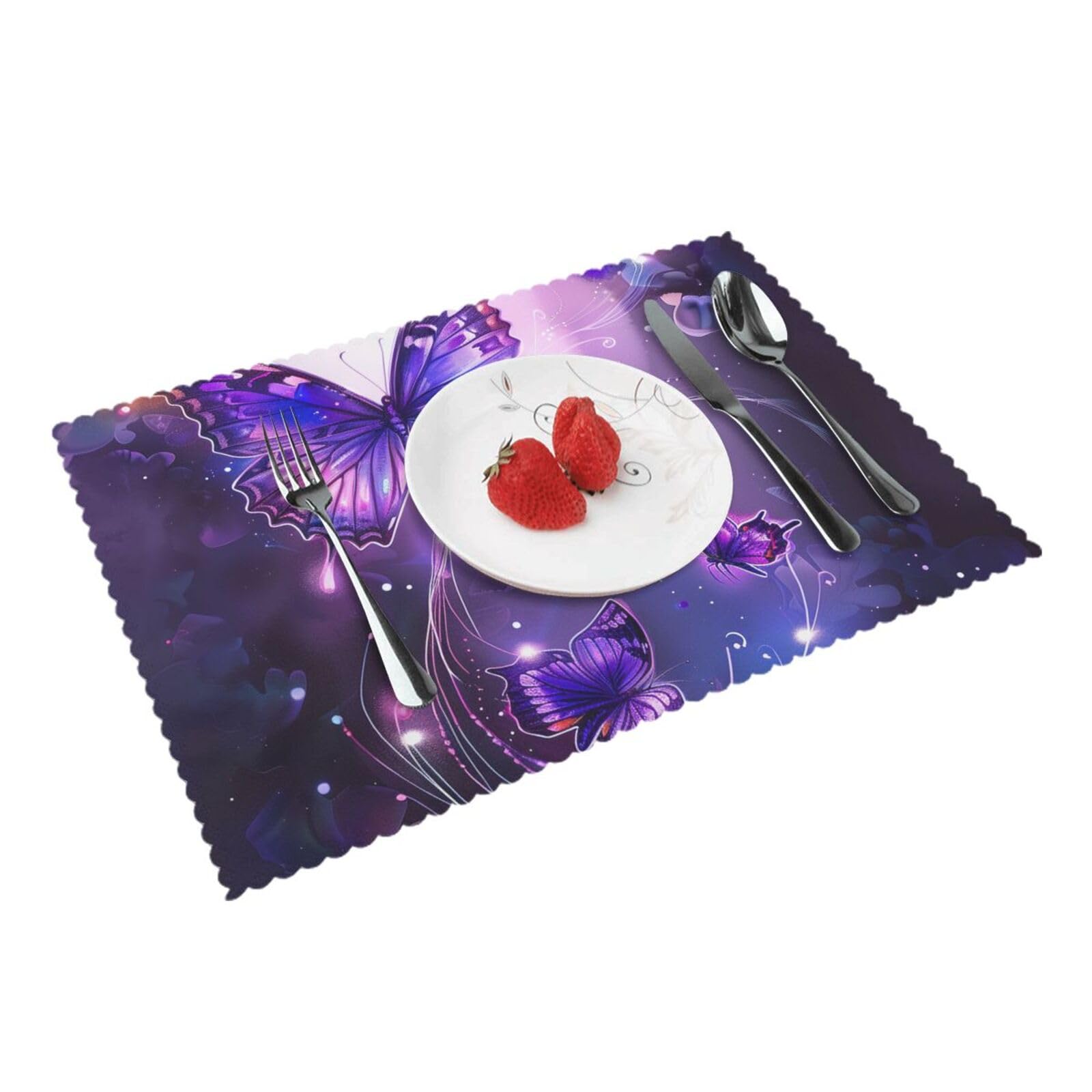 Butterflies Printed Placemat Heat Resistant Place Mats Set of 4 PCS Washable Kitchen Table Mats, 12x18 Inch