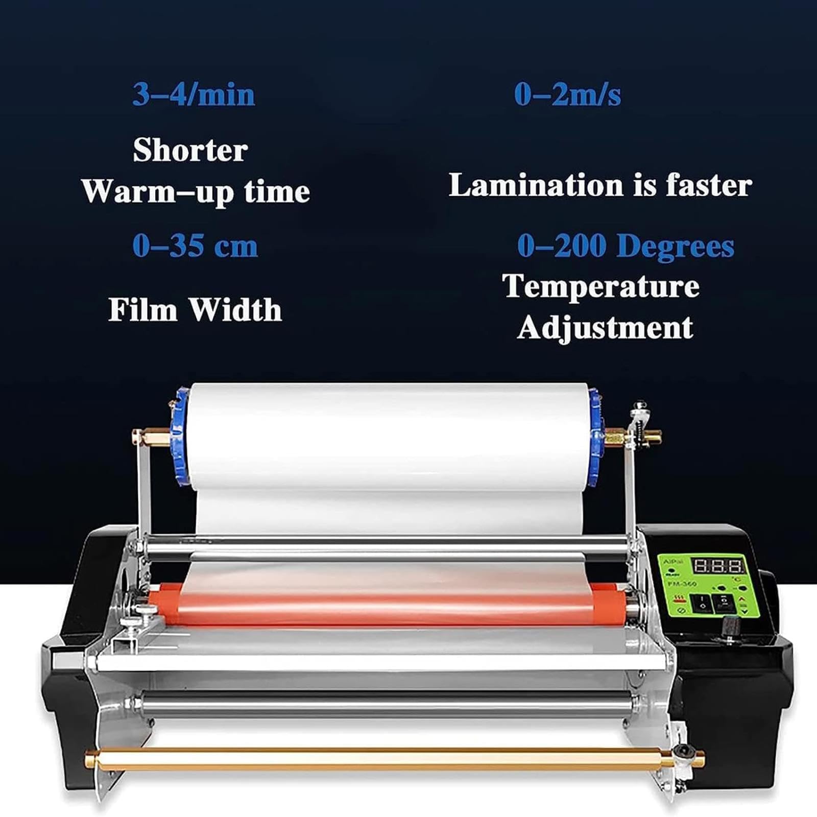 Plastificatrice A3 a Caldo E a Freddo, Temperatura Regolabile da 0 a 200℃, Fronte/Retro E Fronte Singolo, Larghezza Pellicola da 0 a 35 Cm, Plastificatrice Professionale.