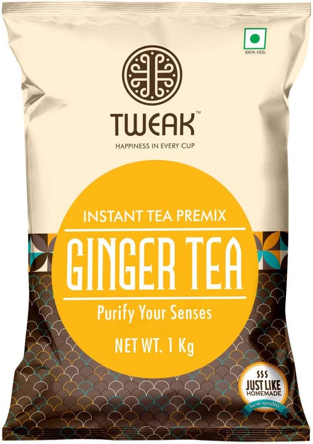 TWEAK Ginger Tea Premix 1kg Pack | Instant Chai Mix with Milk, Sugar | Ideal for Vending Machines, Makes Approx 62 Cups of 100ml | Quick & Easy Preparation €“ Just Add Hot Water, For Home & Office Use