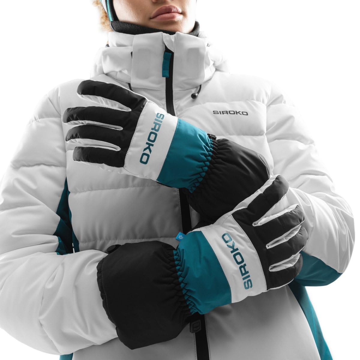 SIROKO Guantes térmicos para esquí esquí y Nieve Misty Black Negro