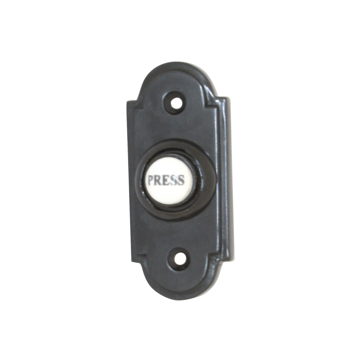 House of Brass Black Stepped Shaped Bell Push with China Press