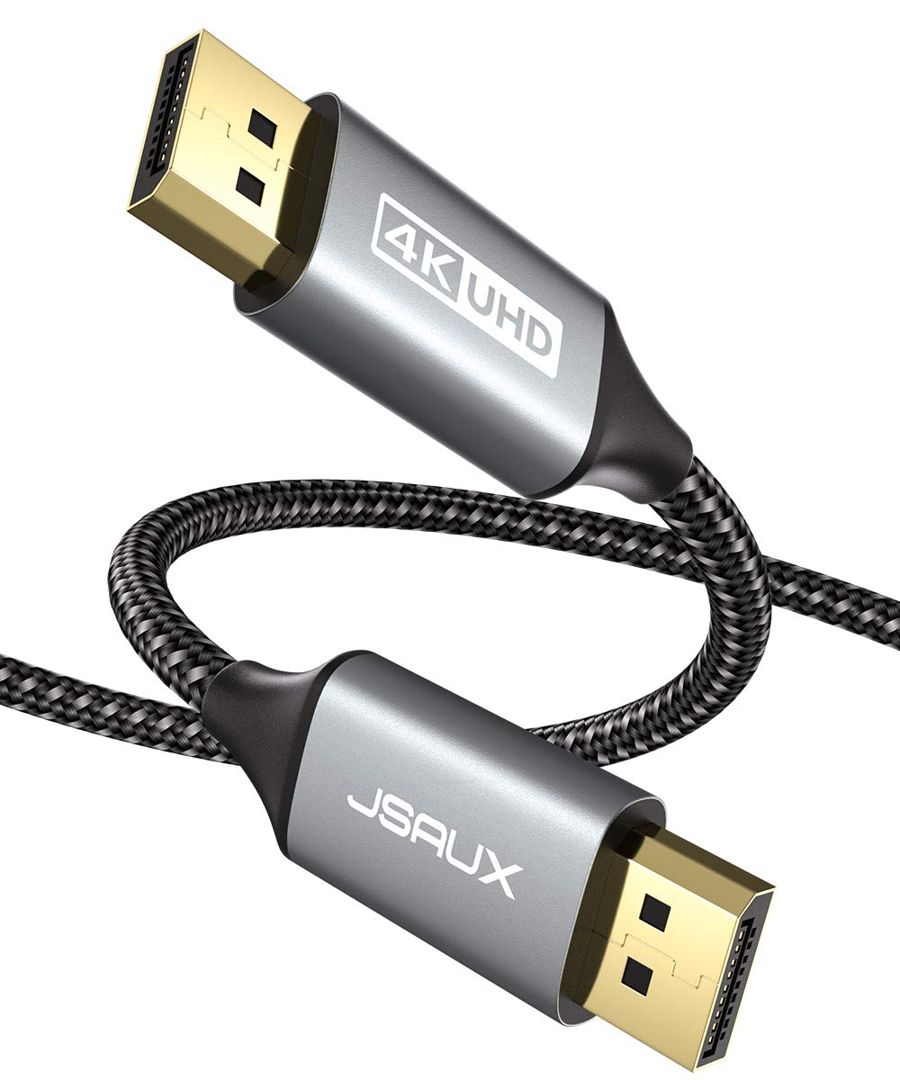JSAUX DisplayPort to Displayport Cable 10FT, 4K@60Hz DP to DP Cable 1.2 Gold-Plated Ultra High Speed DisplayPort Cord, 2K@165Hz 2K@144Hz for Laptop PC Projector TV etc- Gaming Monitor DP Cable -Grey