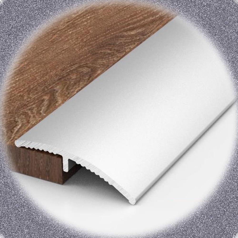 Metal Floor Transition Strip 35.4in/90cm Aluminum Floor Edging Trim Strip, Waterproof Threshold Reducer Gap Covering Joining Strips(Silver)