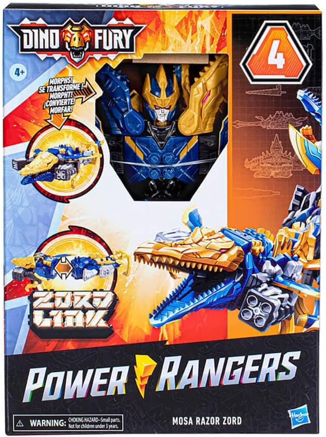 Power Rangers Dino Mosa Razor Zord for Kids Ages 4 and Up Morphing Dino Robot Zord with Zord Link Mix-and-Match Custom Build System
