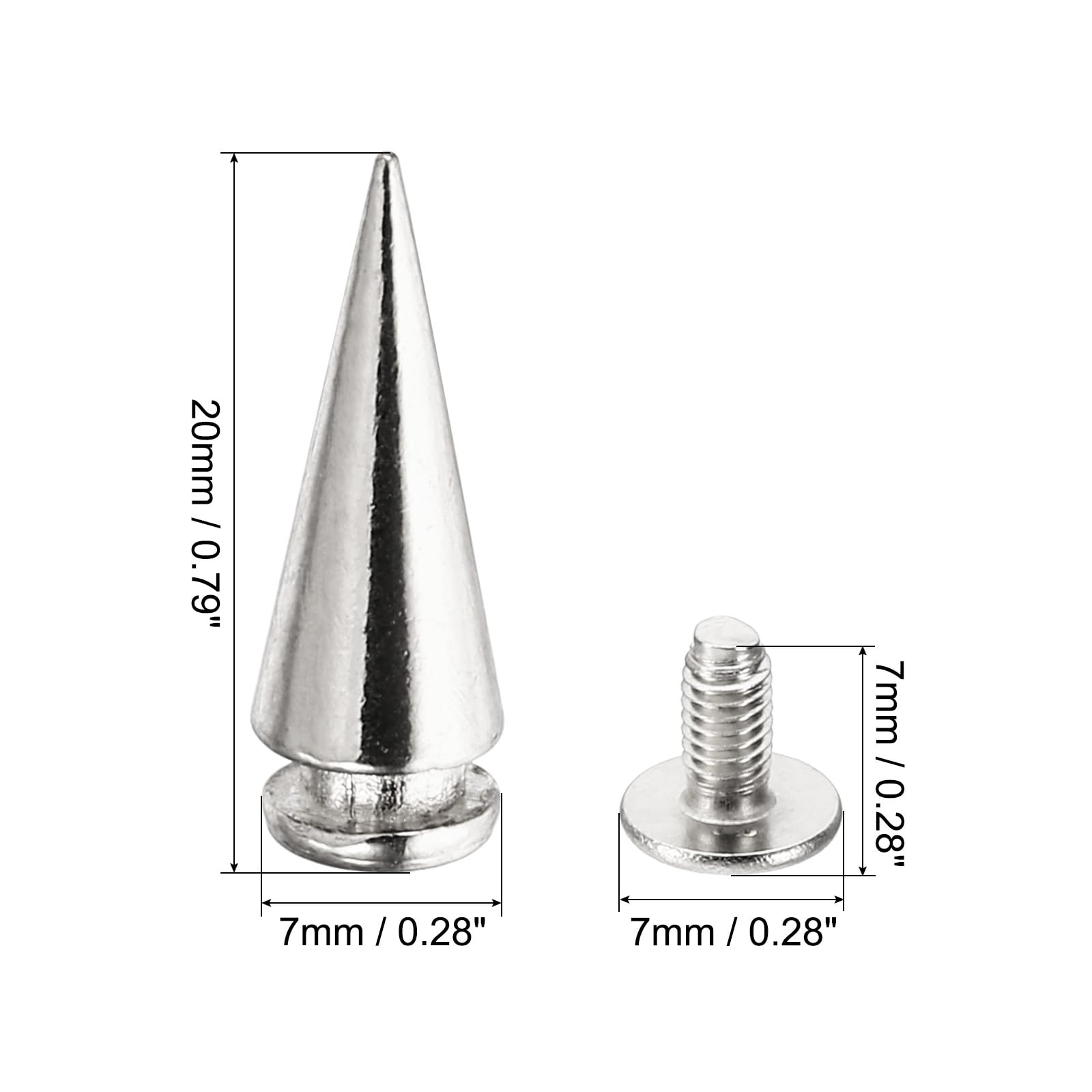 20 Set Borchie E Spine Per Pelle - Rivetti Metallici Tono Oro 7x20mm Per Fai Da Te - Foto 3