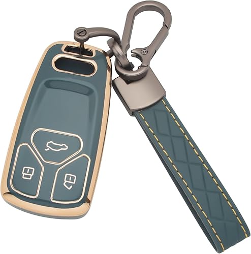 Miniatura 15 de Xotic Tech - Funda protectora de TPU con 3 botones de protección completa para llave sin llave, control remoto, con llavero compatible con Audi A3