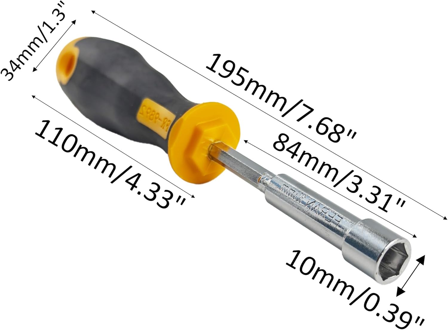 2PCS 10mm Socket Wrench Screwdriver, High-Carbon Steel Hex Nut Driver with Comfort Grip Handle for DIY Repairs & Hand Tools