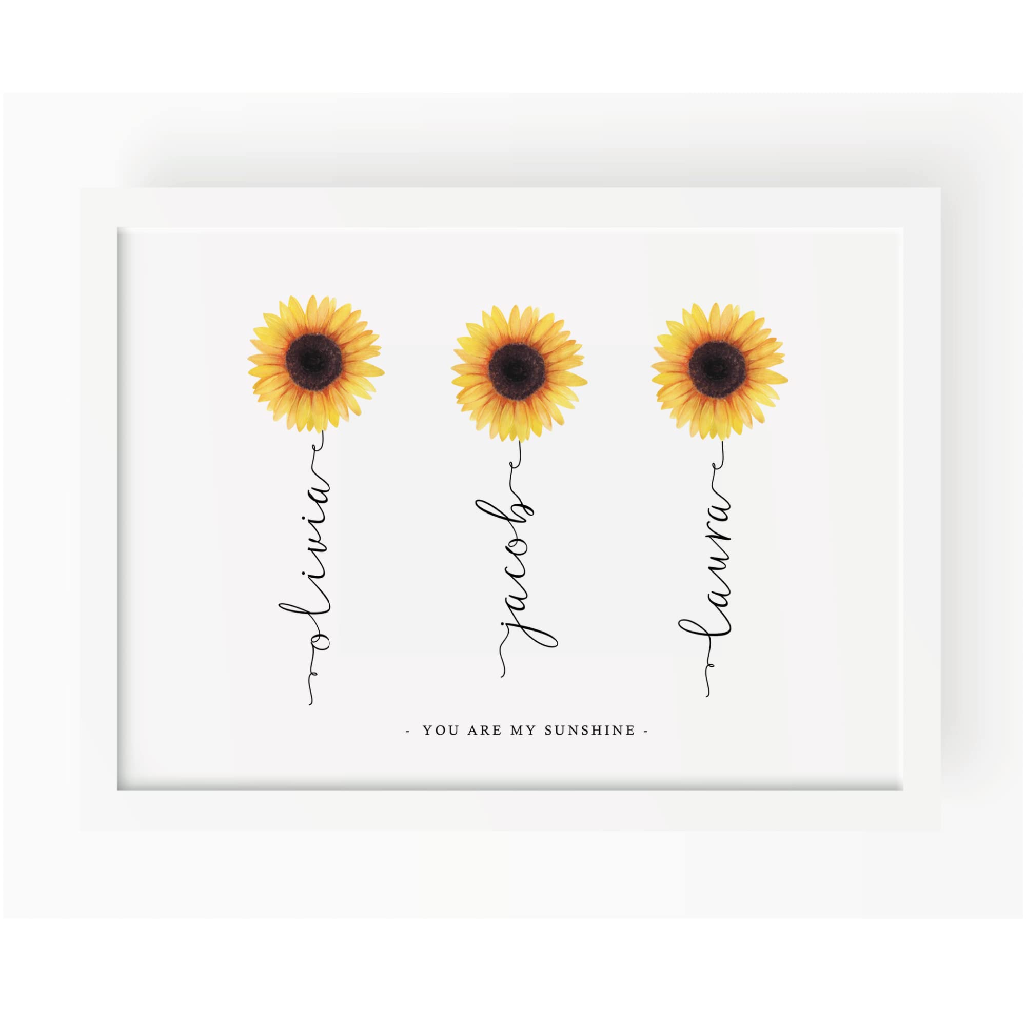 Personalised Sunflower Family Print. Add upto 6 names. Gift for Father's Day, Birthday, Christening, Birth, Wedding, Mothers Fathers Day, Easter, Teacher