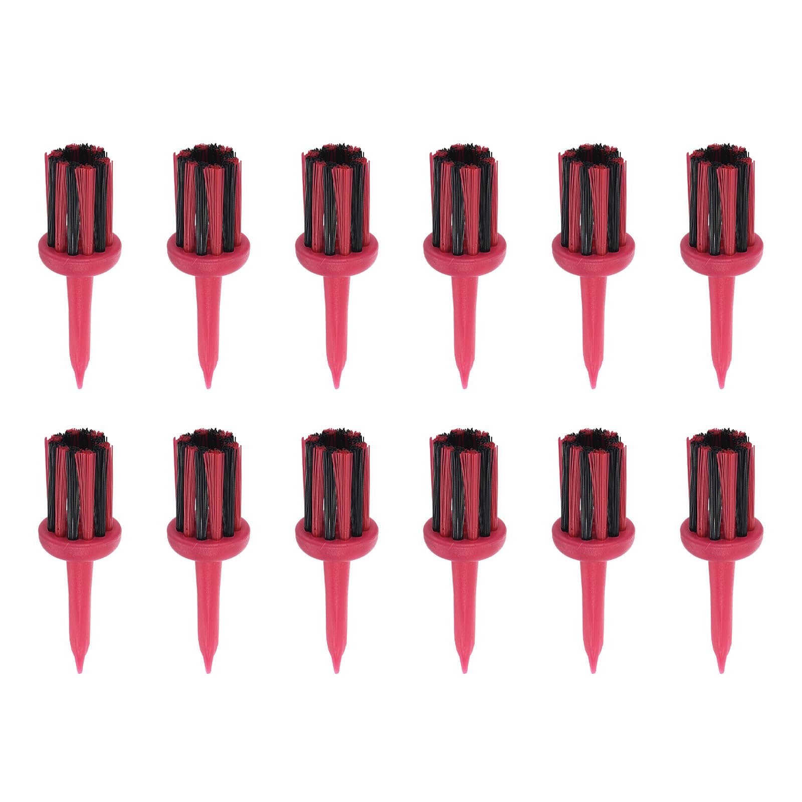 YOKIVE 12 Pcs Golf Tees Brush Type, Low Resistance Plastic Golfing Tees | Golf Accessories, Great for Golf Driver Training (Red, 2-Inch)