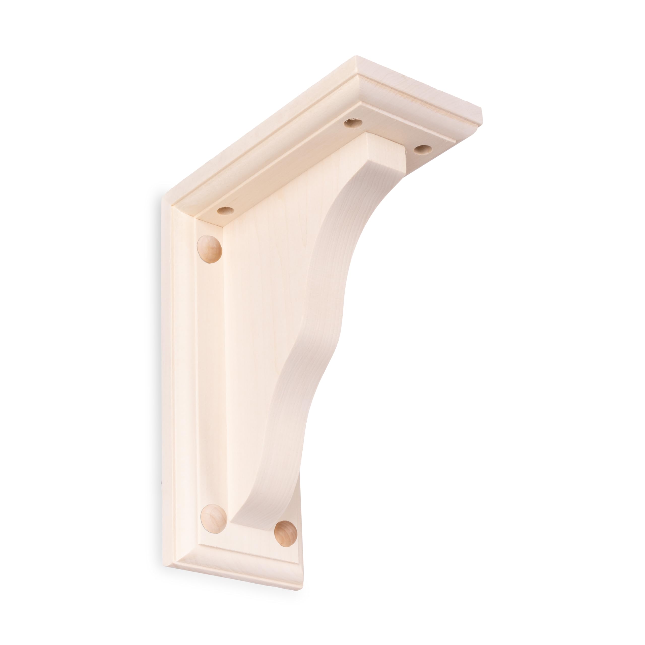 WADDELL Two-Way Corner Bracket (1 Count, 9" x 7" x 3.5") | Unfinished Hardwood Corbel for DIY Home Decor | Shelf Bracket w/ Pre-Drilled Countersunk
