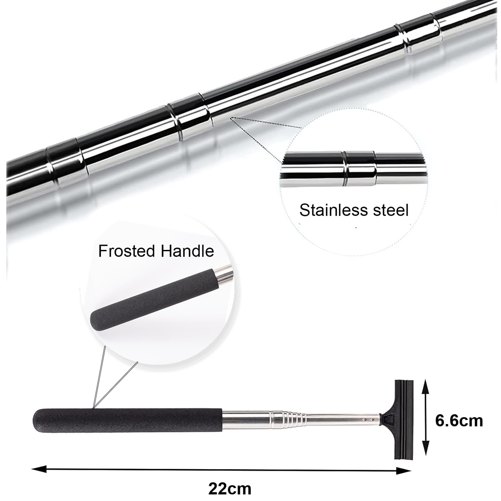 Estrattore Per Vetri Auto Estensibile - Tergicristallo Per Specchietti, Fino A 98 Cm, Gomma Morbida