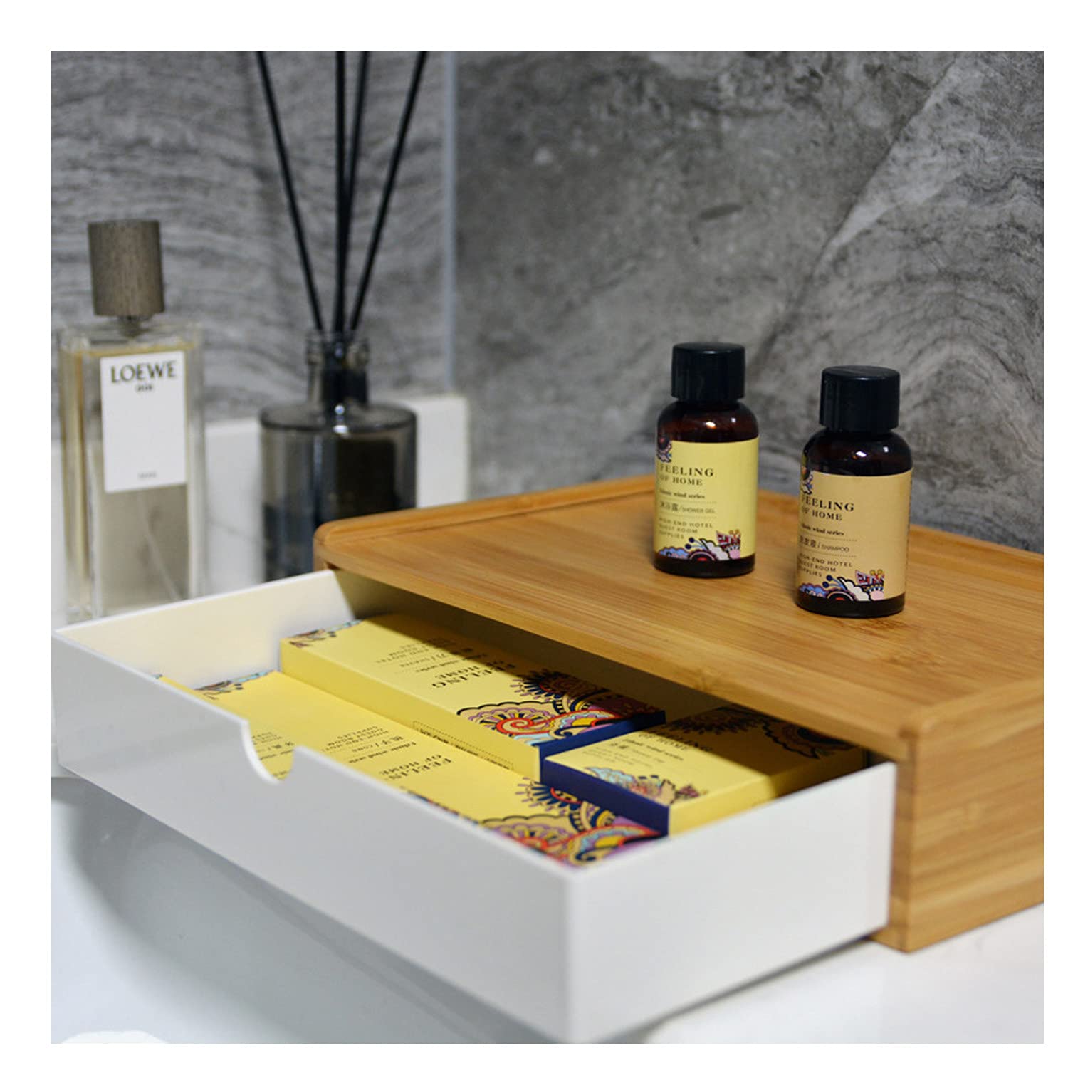 Schreibtisch-Organizer aus Holz mit Schublade, Büro-Aktensortierer und Schreibtisch-Ordnung, Schreibwaren-Aufbewahrungsschrank, Tischregal für Zuhause, Arbeitsplatz, Theke, Zubehör, Halter, 25 x 16 x