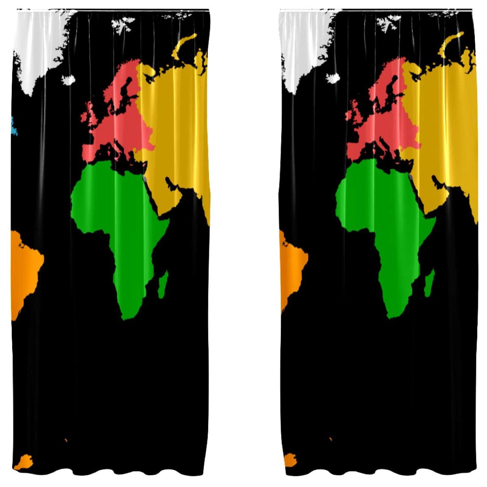 Rideaux occultants salon chambre pour masquer vis-à-vis carte du monde