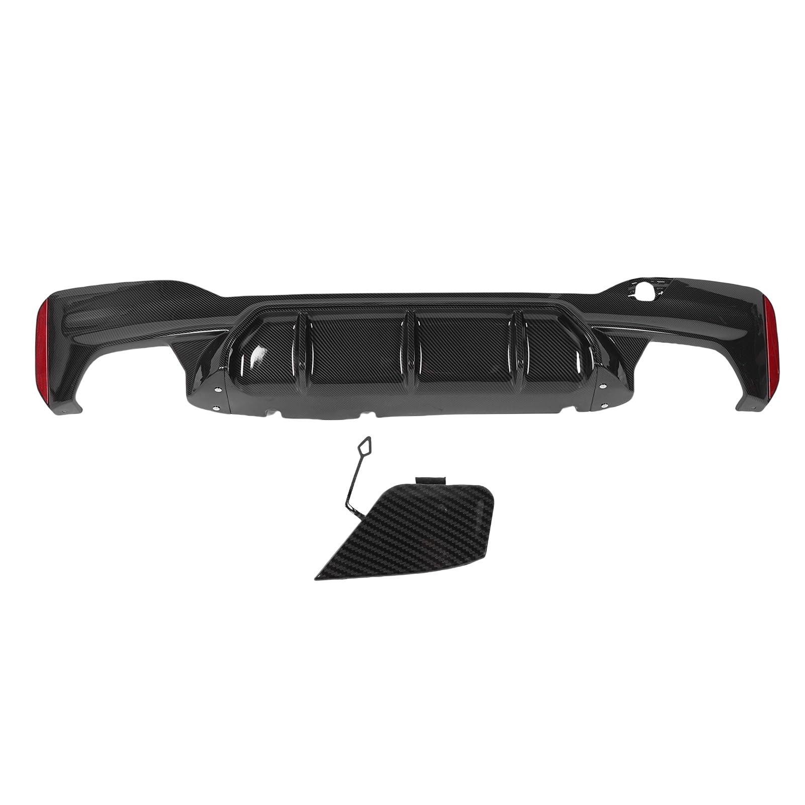 Generic Separador de Labio de Parachoques Trasero para M Competition, Difusor de Parachoques Trasero, Potente Protección Fuerte con Tapa de Gancho de Remolque para Coches (patrón de fibra de carbono)