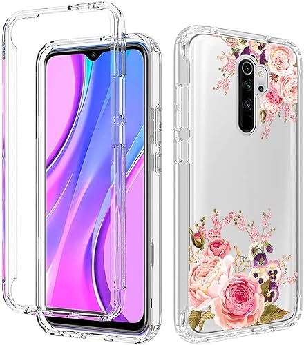 Miniatura 6 de Gufuwo Funda para Redmi 9Redmi 9 PrimePoco M2 con protector de pantalla de vidrio templado, carcasa rígida de protección de diseño floral de cuerpo