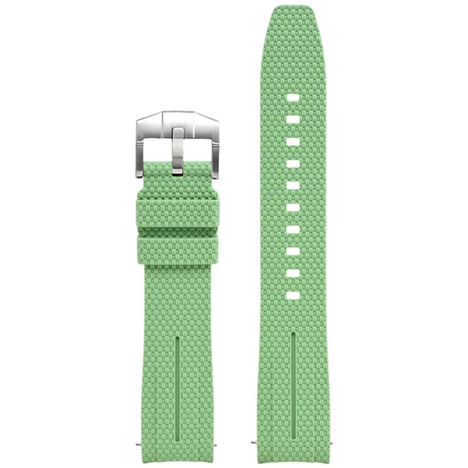 20 mm Uhrenarmband für Herren und Damen, Gummi, Schnellverschluss, gebogenes Ende