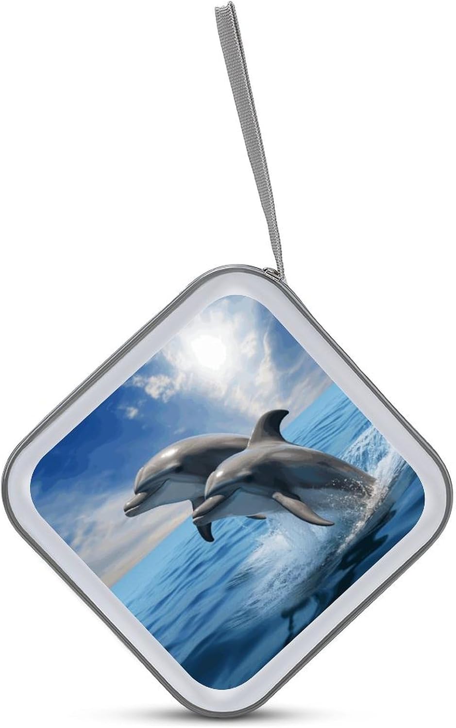 Two Dolphins CD Case, Portable CD Sleeve Zipper-Style CD/DVD Wallet, Anti-Scratch CD Storage Pouch, Plastic CD Case for CDs, DVDs, Blu-rays, Vinyl Records