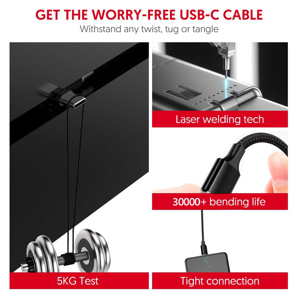Cable USB C a USB C de 100 W [2 unidades de 3 pies + 6 pies] cable de carga rápida de nailon trenzado C a C compatible con iPhone 16/15 Pro Max Plus iPad Pro MacBook Samsung Galaxy S25 S24 S23 Pixel