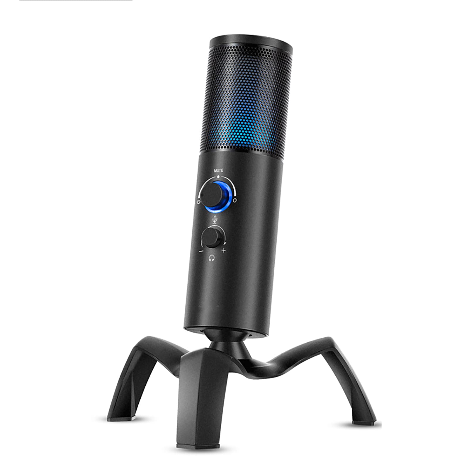 Microfono RGB Da Tavolo, Microfono Da Gioco a Due Punti Con Staffa Universale Per Albero, Adatto Per Registrazione E Doppiaggio/videoconferenza/chat Vocale/insegnamento Online
