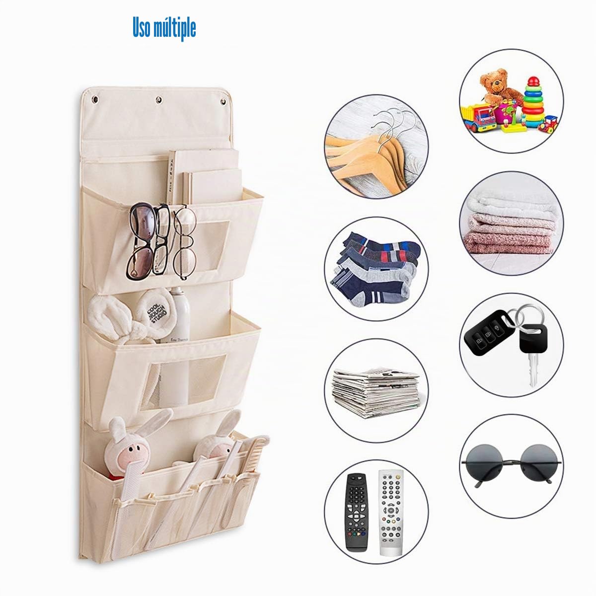 Organizador Colgante con Bolsillos Práctico Almacenamiento Colgante Organizador Bolsillos para Cocina Dormitorio Albaricoque