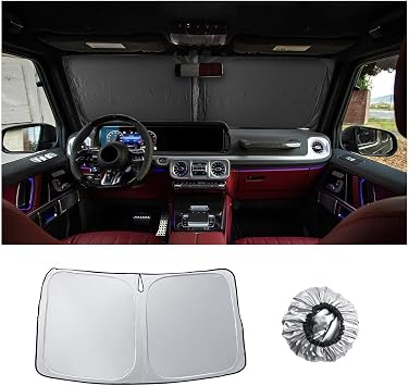 LUWU Windshield Sun Shade Windshield Sunshade for Bnez G-Class G550/G580/AMG G63/G500/G350/W463/W464/G-wagen W463 W464 2018-2025 2026 Accessories Sunshade Cover Block UV Ray & Heat Damage Keeps Cool