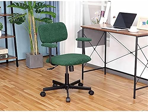 Miniatura 2 de JJS Silla de oficina de terciopelo con respaldo bajo con reposabrazos, ergonómica y ajustable, silla de escritorio de oficina en casa, color verde