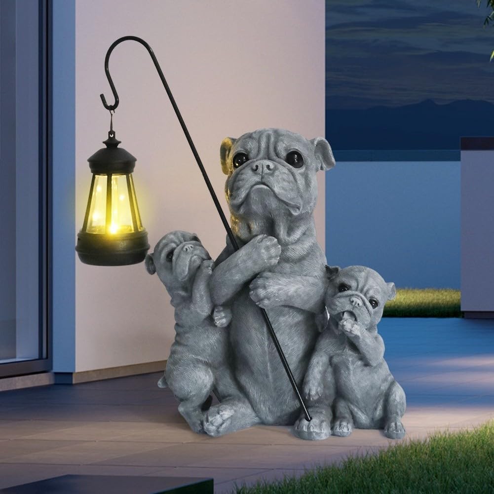 Luce solare della statua del cane per la decorazione del patio
