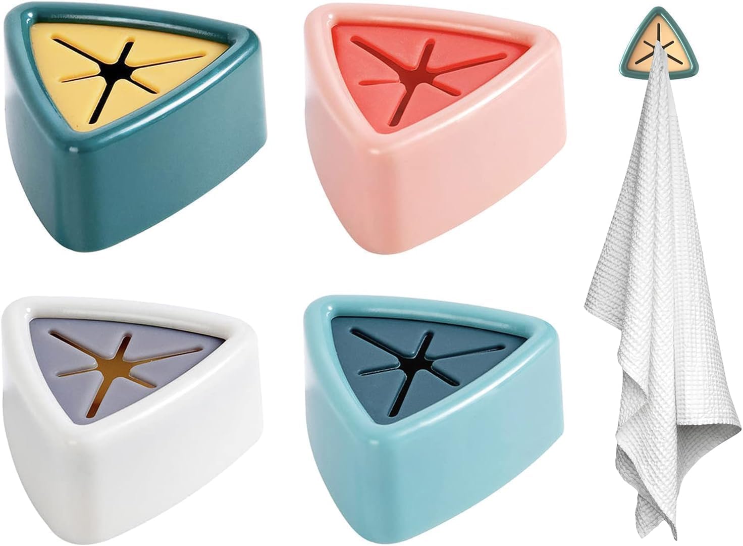 Novel & Simple Towel Organizer,Multifunctional Decorative Wall Hooks,Wall-Mounted Non-Punching Storage Towel Organizer for Kitchen & Bathroom (D-4PCS)