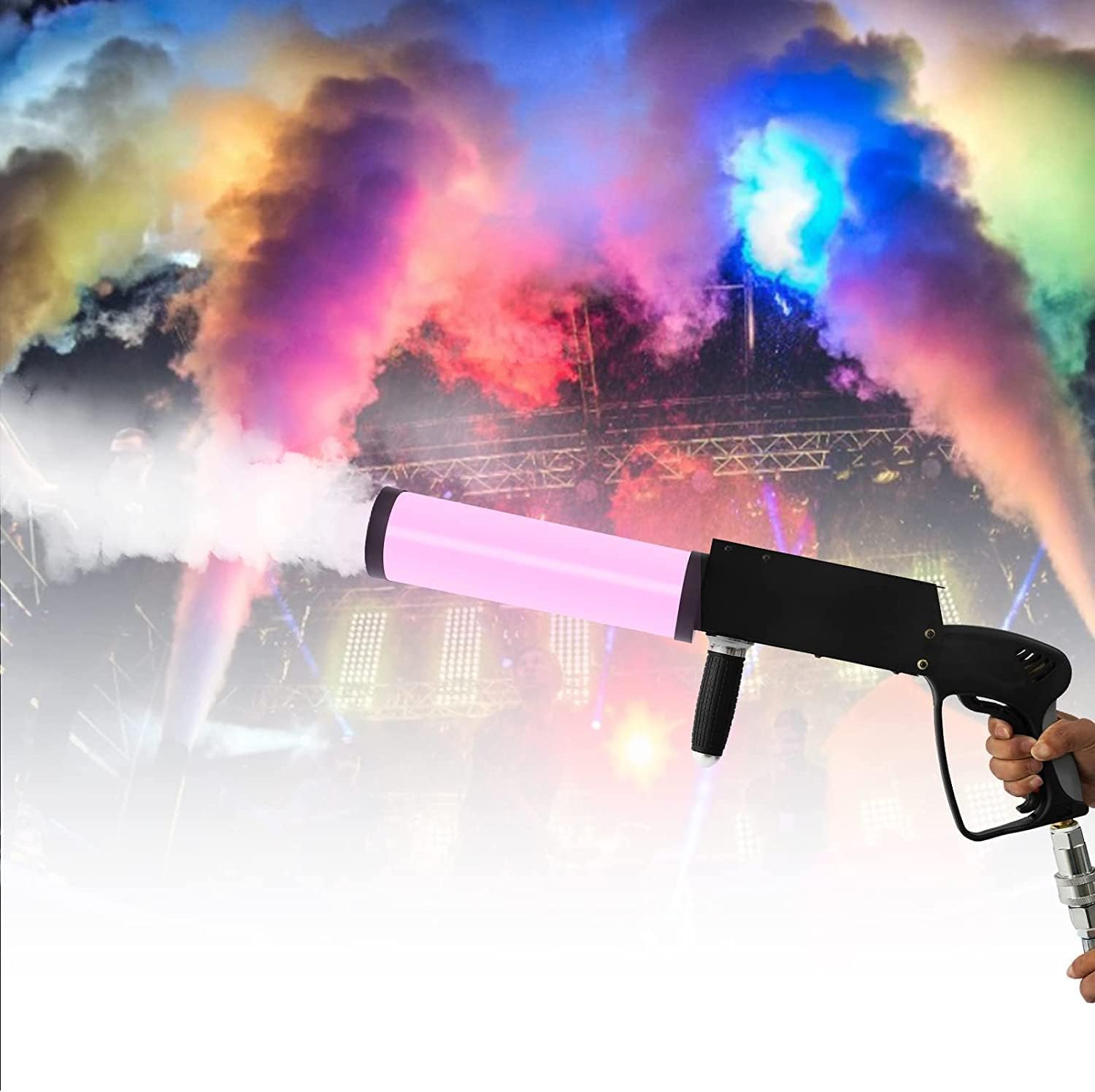 Maszyna do mgły CO2, ręczny pistolet do mgły pistolet przeciwmgielny z efektem światła LED, rozpylacz, pistolet dymny z wężem gazowym 3 metry na imprezę w klubie nocnym,