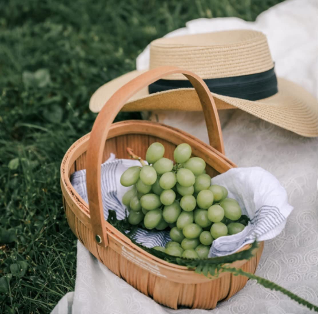 Cestino da Picnic Feste Cesto di Vimini Vuoto Scatola Ovale Intrecciata in salice Pasqua Cestino per Alimenti Grandi Dimensioni con Manico da Picnic Gita all’Aperto(28 * 21 * 25cm)