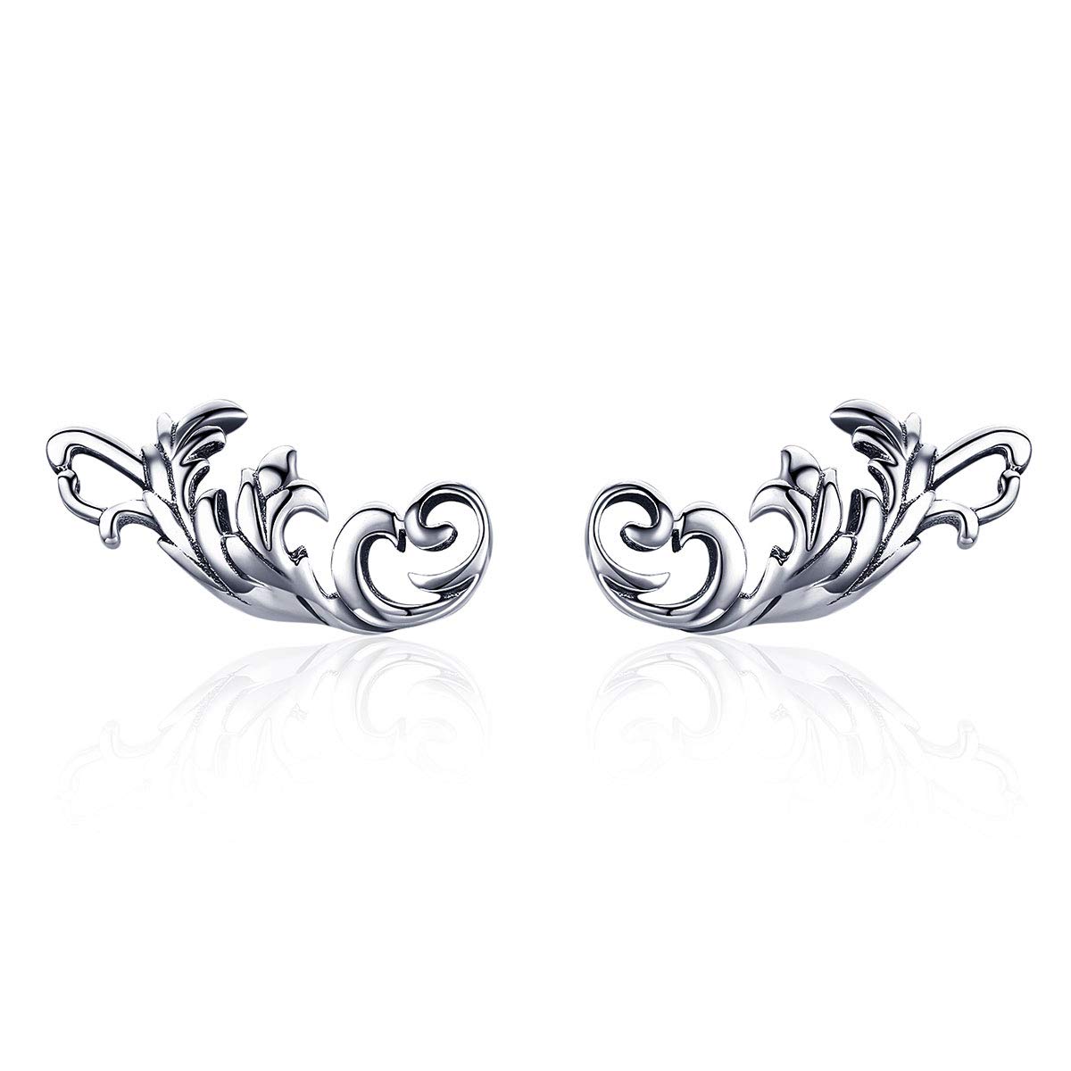 Orecchini vintage in argento sterling 925 con foglie, design