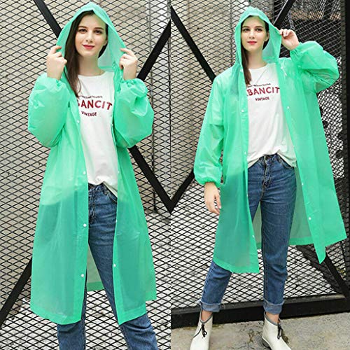 Dsxnklnd Casaco de chuva feminino masculino impermeável com capuz PEVA, capa de chuva poncho, Laranj