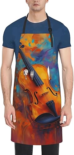 Miniatura 9 de Delantal impermeable con 2 bolsillos, delantales de chef de cocina, baberos para cocinar, hornear, pintura, jardinería, aseo