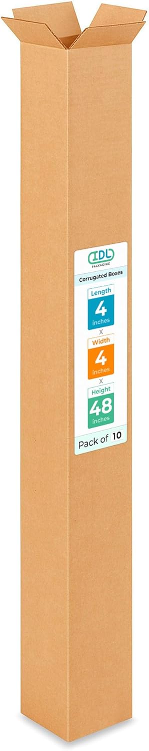 Tall 4x4x48 in moving boxes 10-pack by IDL Packaging