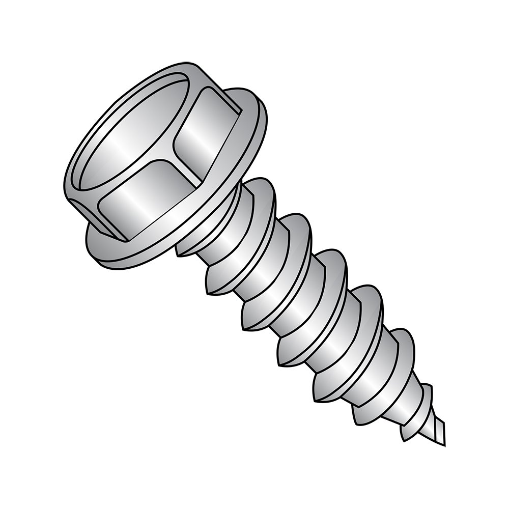 Small Parts 0604ABW188 18-8 Stainless Steel Sheet Metal Screw, Plain Finish, Hex Washer Head, Hex Drive, Type AB, #6-20 Thread Size, 1/4" Length (Pack of 100)