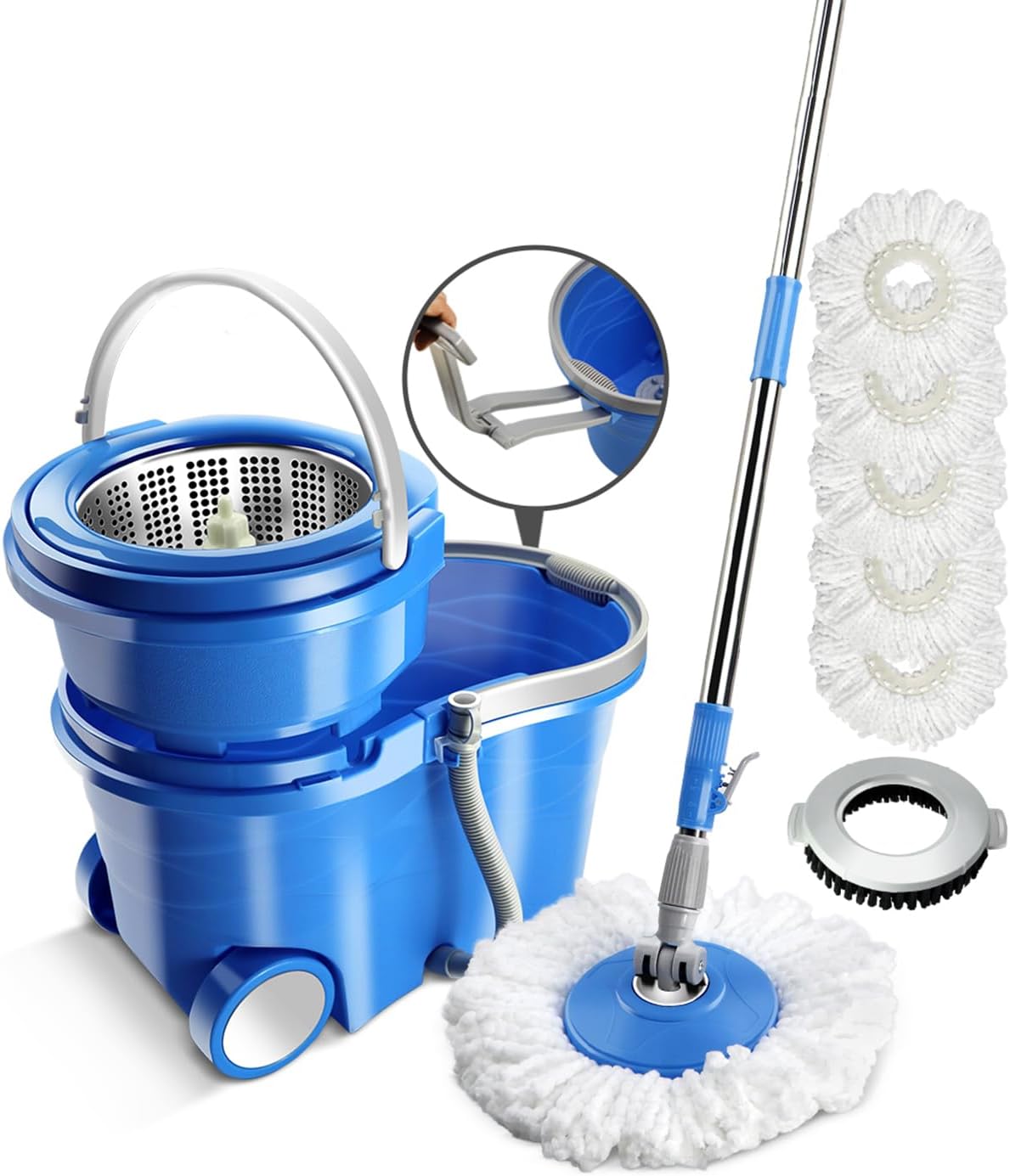 MASTERTOP Mop and Bucket Set, Spin Mop & Bucket System for Hardwood