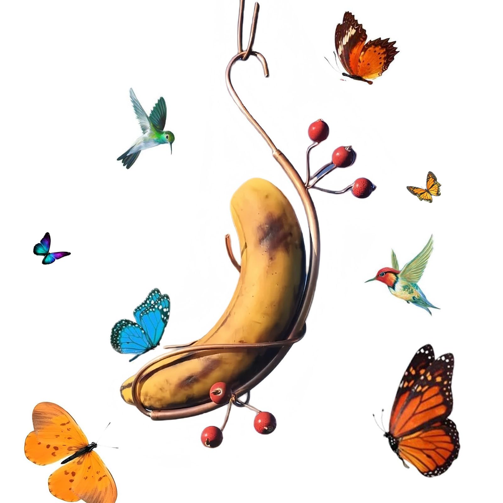 Banana Hanger for Butterflies，Hangable Outdoor Garden Decorative Butterfly Feeder Attracts Butterflies, Birds & Bees,Butterfly Habitat for Adding A