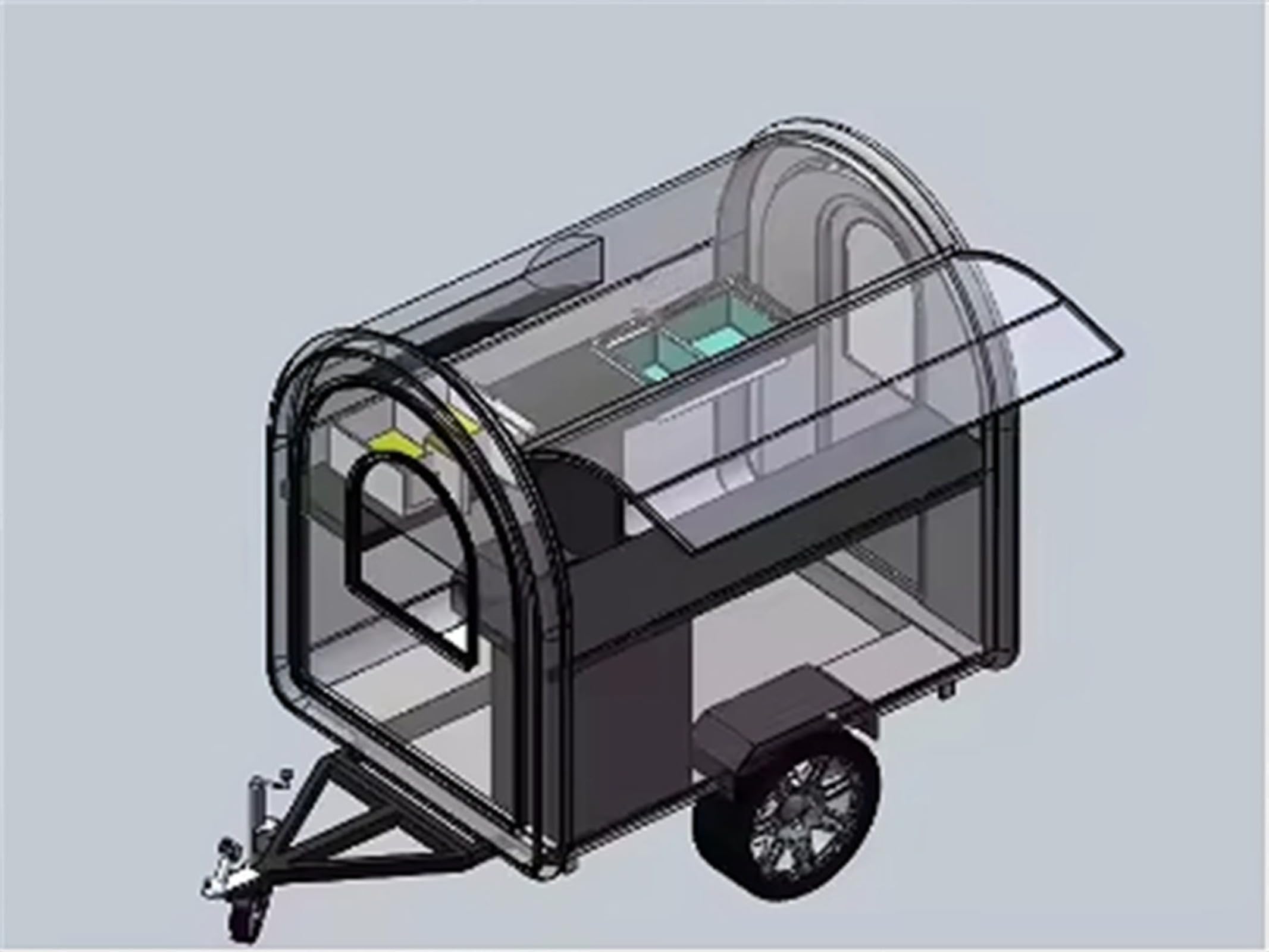 Progettazione pieghevole della terrazza del rimorchio dell'alimento per gli operatori mobili del ristorante | Rimorchio per cibo per ristorante mobile con terrazza pieghevole spazioso interno in acciaio inox cucina e servizio facile