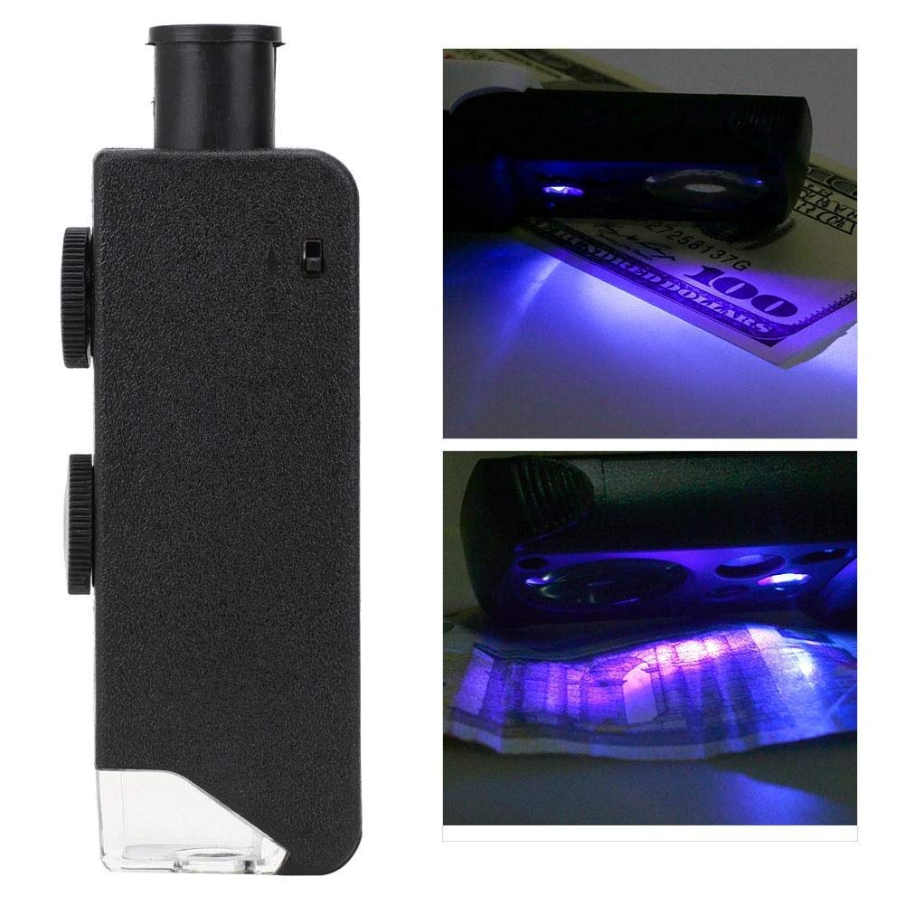 Microscopio de Mano 60-100X Zoom Portátil Zoom LED Lupa Luminosa Mini Lupa Óptica para Observar