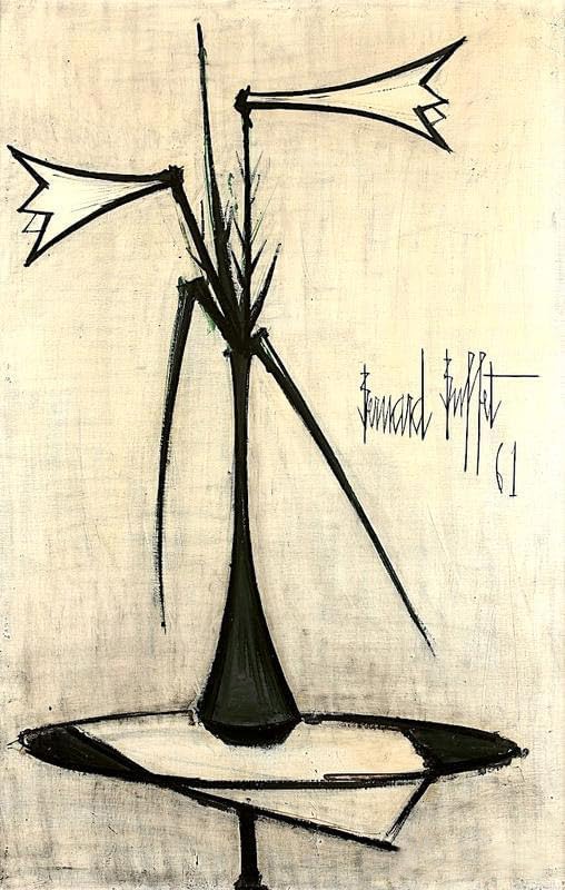Affiche Bernard Buffet Arum Lilies tableau retro 50x80cm de decoration pour salon sans cadre