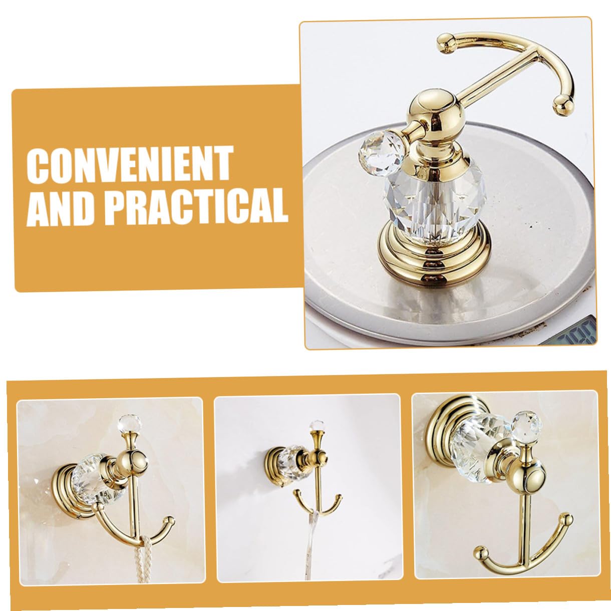 NUOBESTY Ganci da Parete in Acciaio Inossidabile Oro Superficie Liscia e Robusti per Bagno e Ingresso Stile Moderno