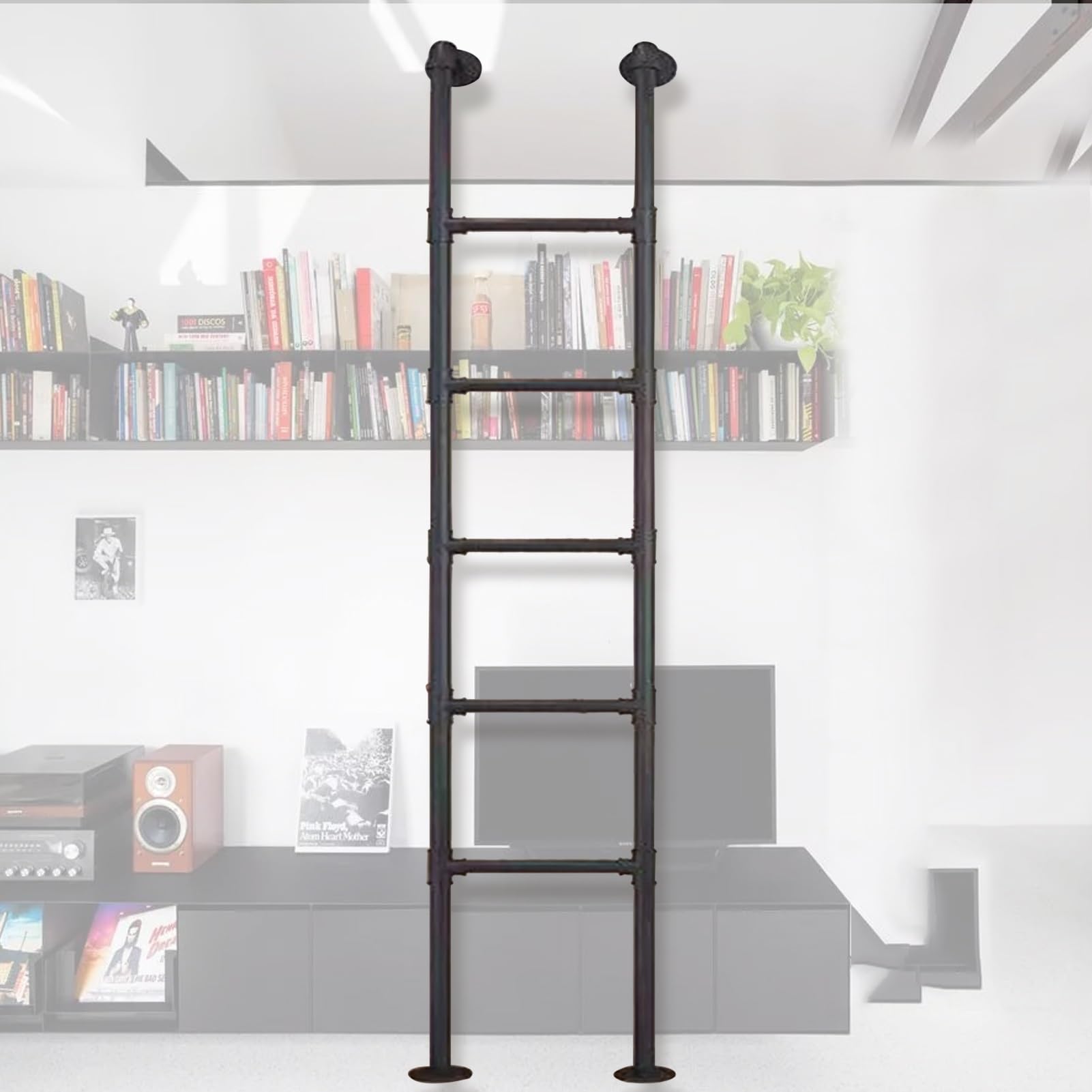 Escaleras Escalera de Emerncia de Hierro Forjado Negro para Ventanas de Sótano Escalera de Escalón Metálica Montada en la Pared para Casa Cama Alta Biblioteca Del Dormitorio Del Ático Dis