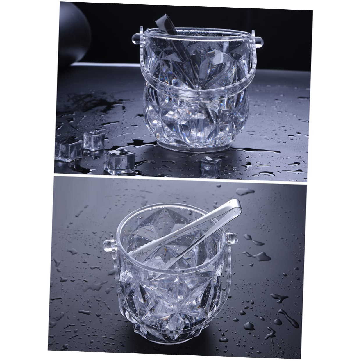 GRIRIW Square Ice Bucket for Wine Bar Bucket Large Acrylic Ice Holder for Parties