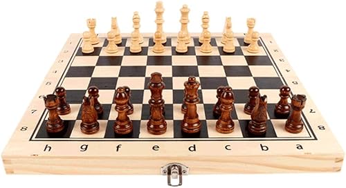 Folding Magnetic Chess Set Wooden-2 Extra Queens,with Game Pieces Storage Slots,Portable Travel Chess Board Game Sets SML Chess Sets