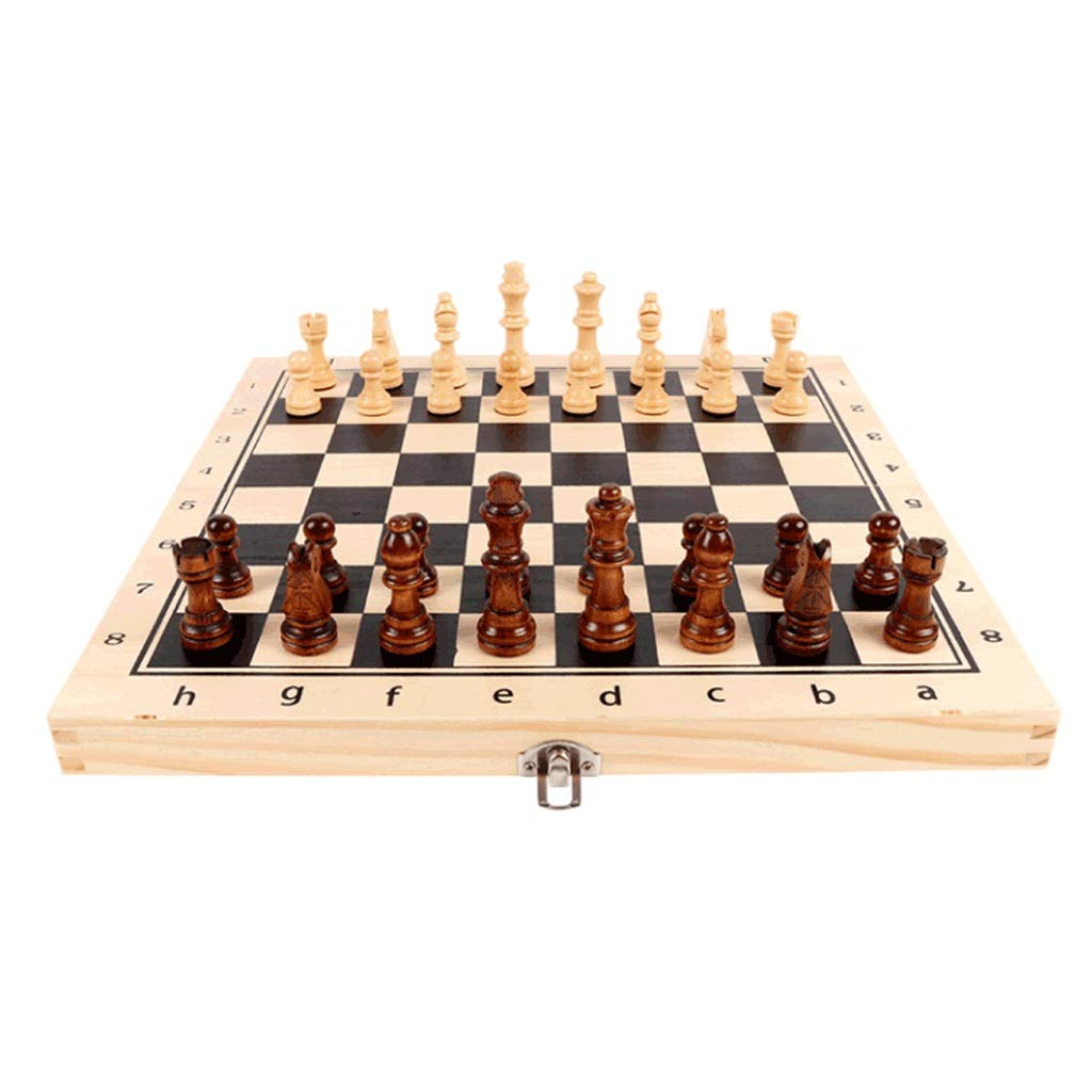 Set di Scacchiera Pieghevole, Set di Scacchi magnetici in Legno, 2 Regine Extra, con Slot per riporre i Pezzi del Gioco, Set di Scacchiera da Viaggio Portatile