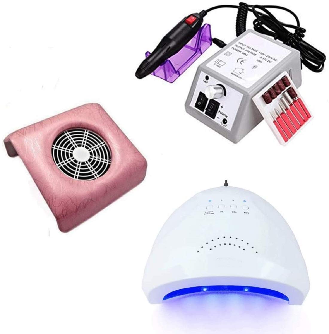 KIT RICOSTRUZIONE UNGHIE PROFESSIONALE UV GEL LAMPADA UNGHIE 48W + ASPIRATORE UNGHIE PROFESSIONALE + FRESA UNGHIE 20000 GIRI