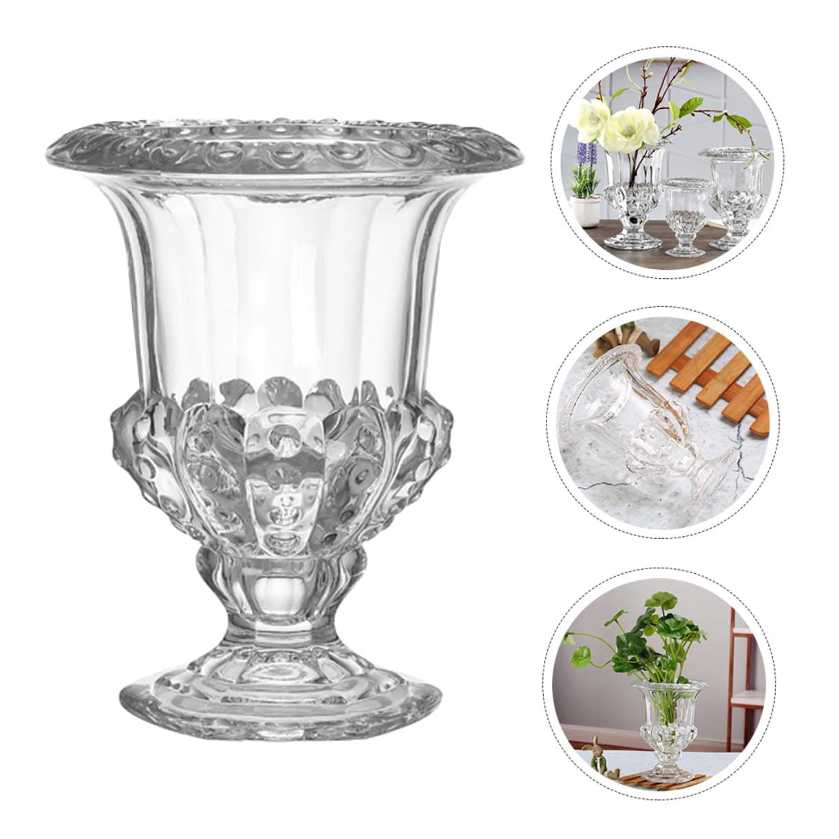 Levemolo Retro Glasvase für Blumen und Kerzendekoration Transparentes Glas Einzigartiger Stil Geeignet für Hochzeitsfeiern und Haushalts Tischdeko Langlebig und Elegant